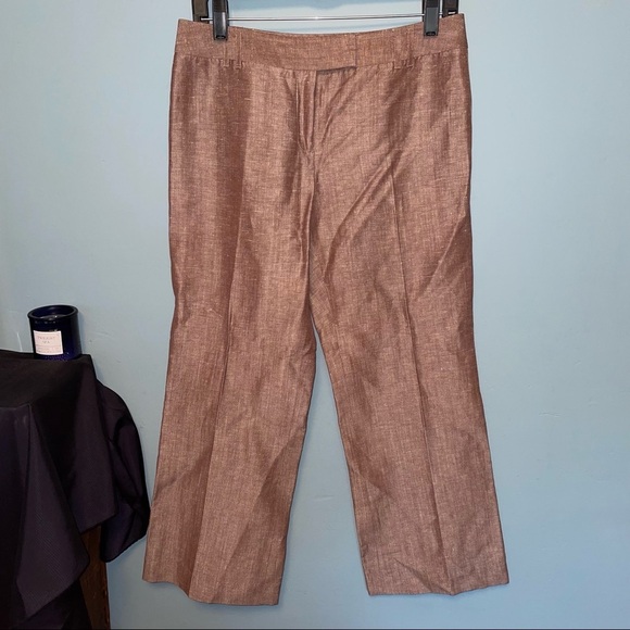 Lafayette 148 Wide Leg Linen Blend Crop Pants Size 4 Petite - Picture 1 of 9